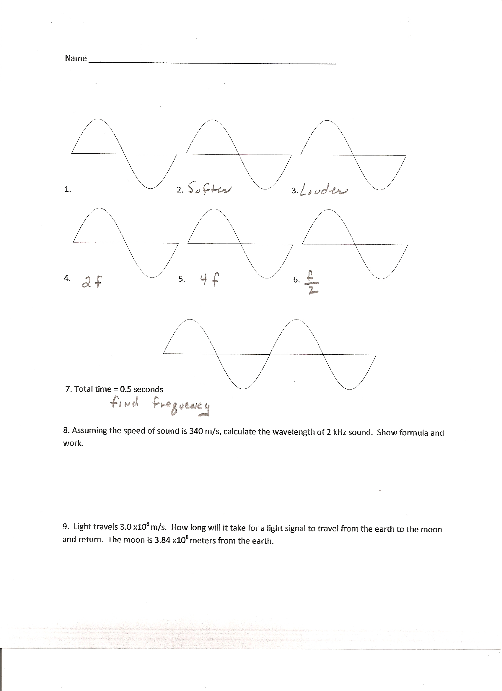Sound Waves Worksheet